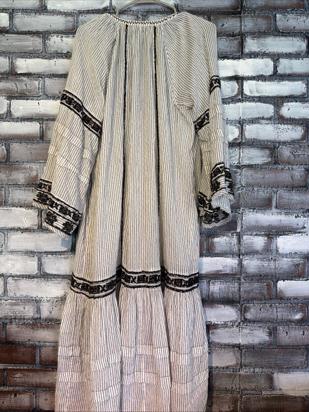 Free People Vagabond Cotton White & Black Embroidered Tunic Women Sz L Bohemian - Picture 4 of 13